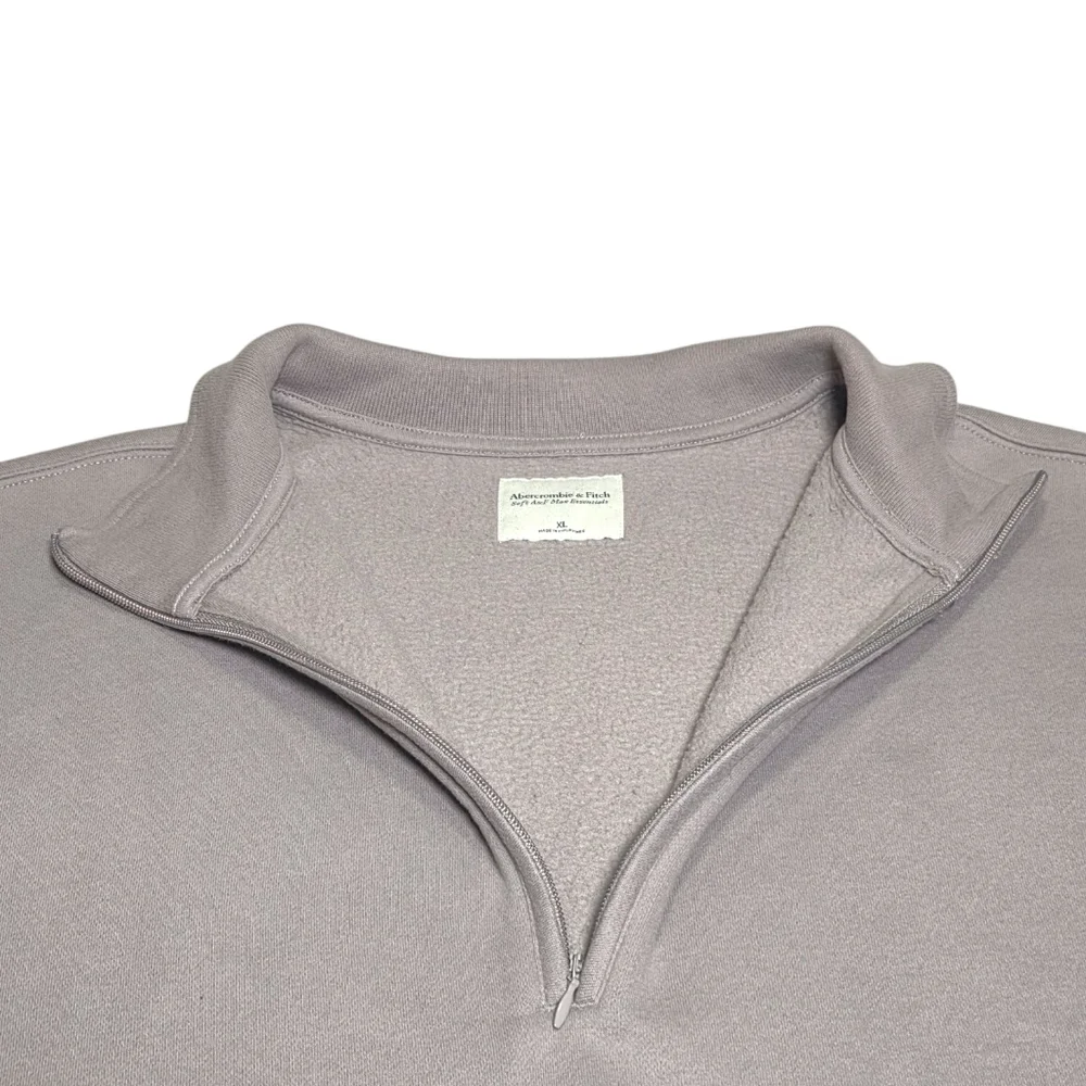 Abercrombie Sunday Half Zip Neutral Sweatshirt Taupe Gray Oversized A&F Max XL - Picture 6 of 13